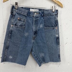 E.L.V. DENIM Women’s size 26 reworked blue denim embroidered Jean Shorts